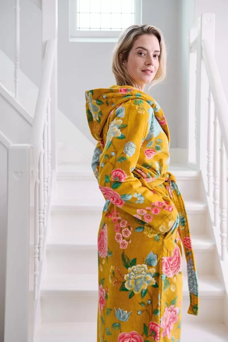 Pip Studio Collection - Accappatoio in Velluto Confortevole, Lusso per La Tua Routine Sera (Giallo Dorato)