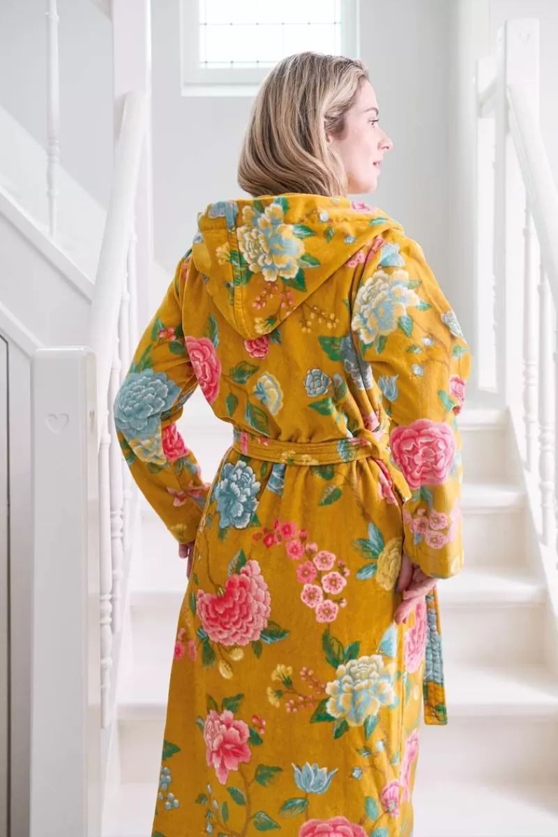 Pip Studio Collection - Accappatoio in Velluto Confortevole, Lusso per La Tua Routine Sera (Giallo Dorato)