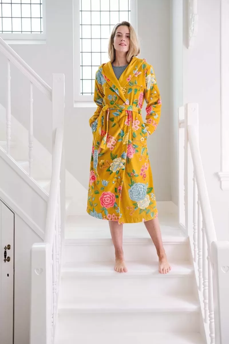 Pip Studio Collection - Accappatoio in Velluto Confortevole, Lusso per La Tua Routine Sera (Giallo Dorato)