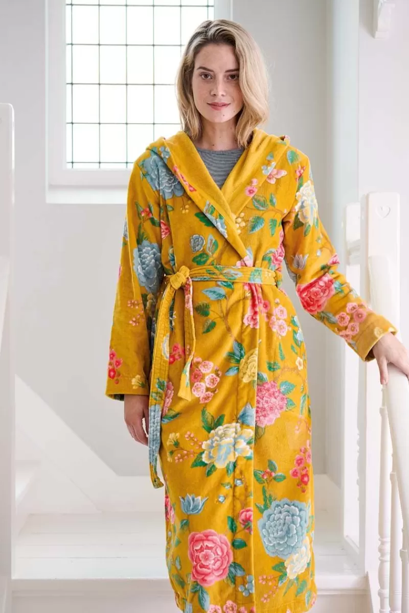 Pip Studio Collection - Accappatoio in Velluto Confortevole, Lusso per La Tua Routine Sera (Giallo Dorato)