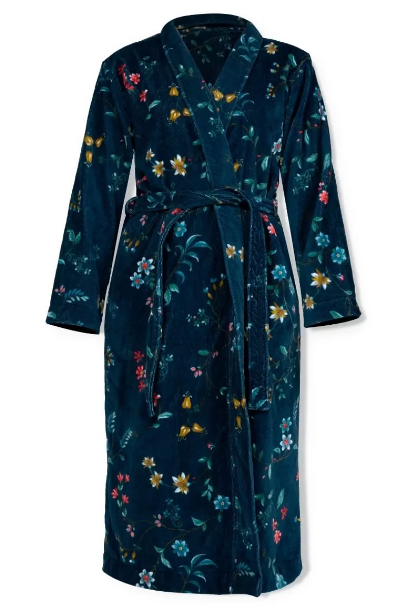 Pip Studio Accappatoio Floreale con Motivo Botanico in Blu Notte