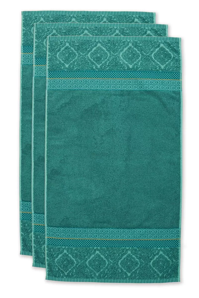 Pip Studio Set Accappatoi Morbidi Zellige - 3 Pezzi Confortevoli 55x100 cm in Verde Smeraldo