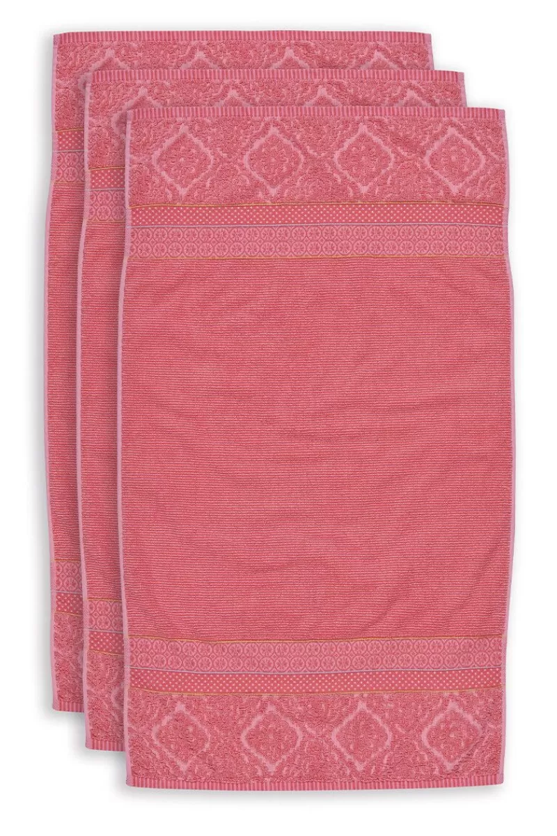 Pip Studio Set Asciugamani da Bagno 3 Pezzi Morbido Zellige 55x100 cm Corallo - Saldi Estivi