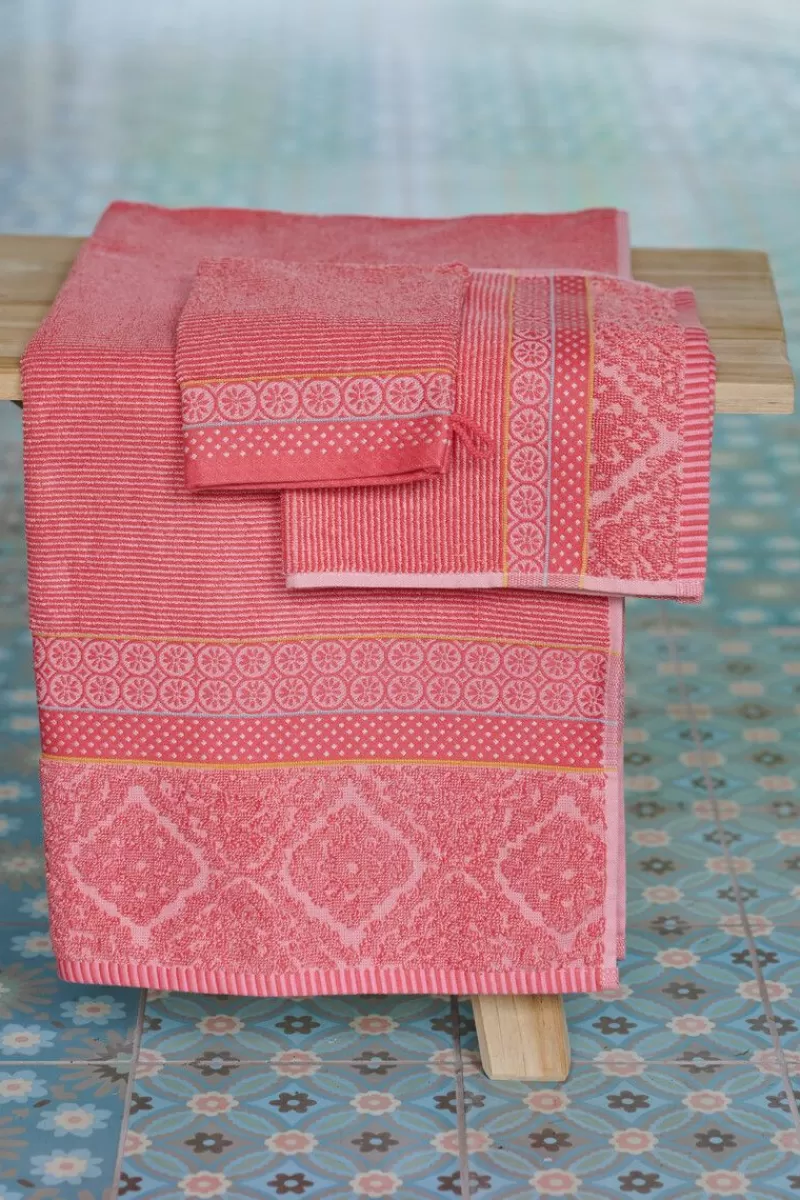 Pip Studio Set Asciugamani da Bagno 3 Pezzi Morbido Zellige 55x100 cm Corallo - Saldi Estivi