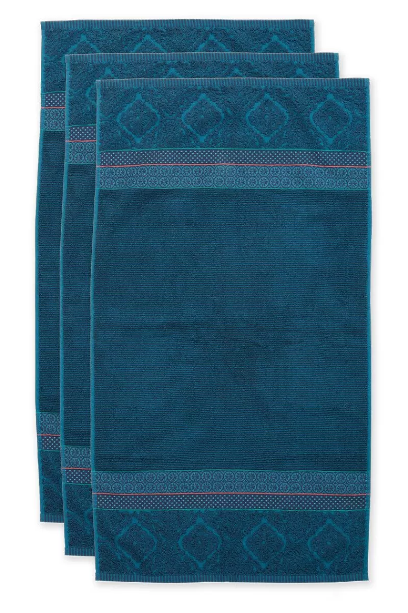 Set di Asciugamani da Bagno in Tessuto Ultra Morbido - 3 Pezzi, Collezione Zellige Dunkel, 55x100 cm, Blu Scuro