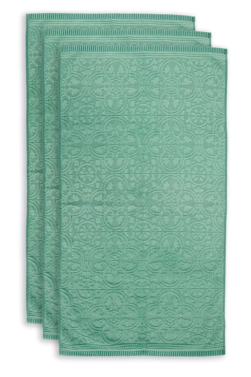 Set di 3 Accappatoi Eleganti Pip Studio, Design Tile De Pip - Verde, 55x100 cm