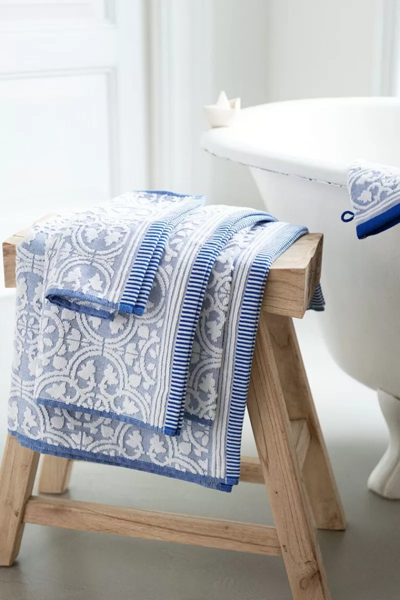 Set Asciugamani Elegante Pip Studio - Confezione da 3 Pezzi con Stampa Geometrica Blu, Misura 55x100 cm per Bagno Moderno