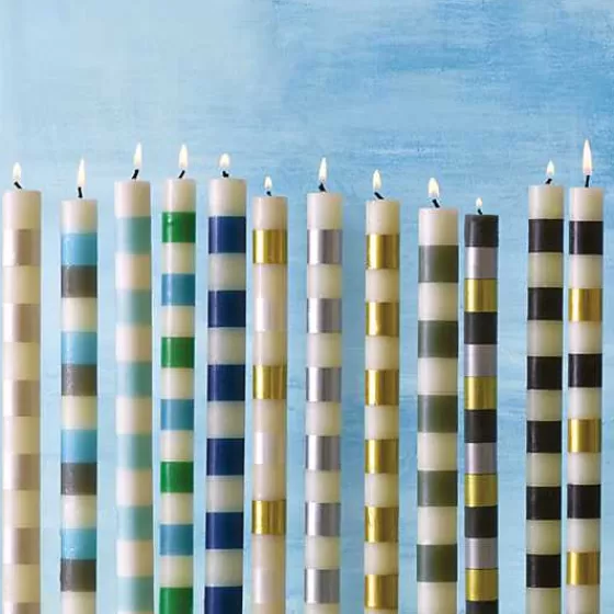 MacKenzie-Childs: Coppia di Candele da Tavola con Fascia Oro - Edizione Festiva Pregiata