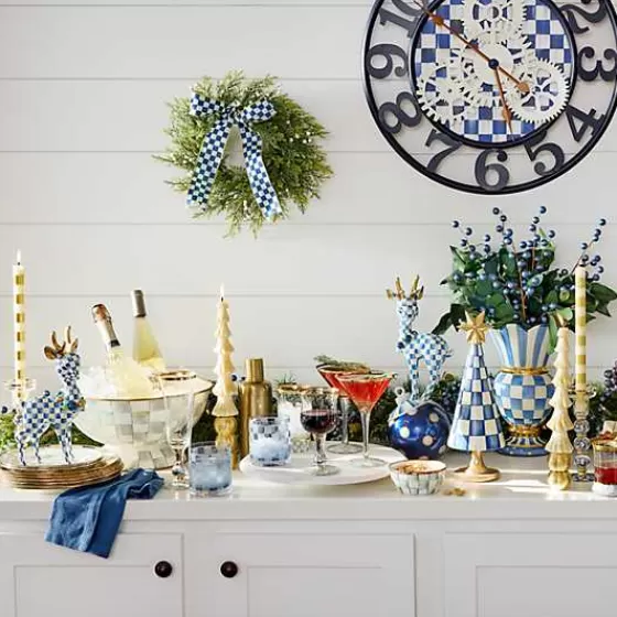 MacKenzie-Childs: Coppia di Candele da Tavola con Fascia Oro - Edizione Festiva Pregiata