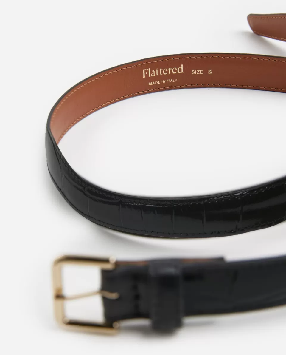 Cintura Barbara in Pelle di Coccodrillo - Flattered Accessorio Moda Elegante Unisex
