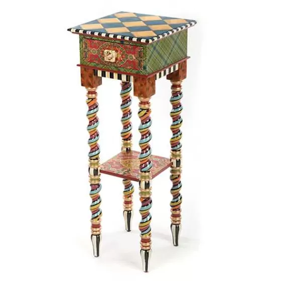 Tavolo stile barley twist firmato MacKenzie-Childs - Design elegante con base intrecciata, altezza elevata e finitura decorativa. Acquistabile online con consegna rapida.