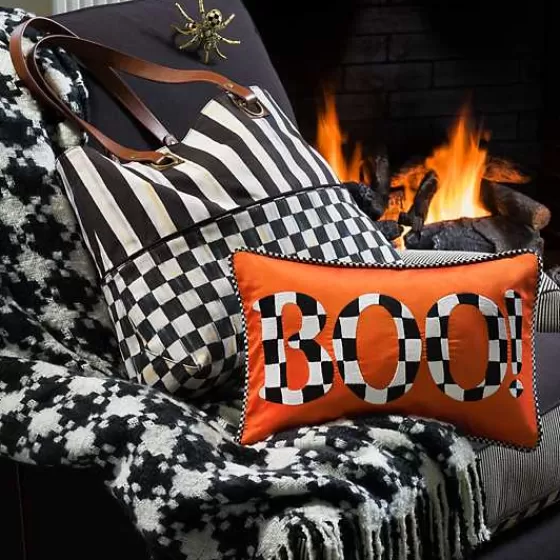 Coperta Elegante in Tessuto Avorio e Nero con Motivo Pied de Poule - Collezione MacKenzie-Childs 

（：，