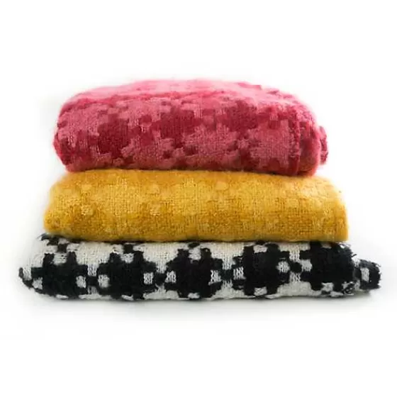 Coperta Elegante in Tessuto Avorio e Nero con Motivo Pied de Poule - Collezione MacKenzie-Childs 

（：，