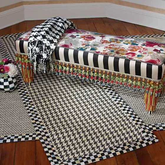 Coperta Elegante in Tessuto Avorio e Nero con Motivo Pied de Poule - Collezione MacKenzie-Childs 

（：，