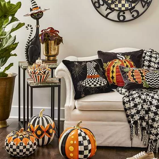 Coperta Elegante in Tessuto Avorio e Nero con Motivo Pied de Poule - Collezione MacKenzie-Childs 

（：，
