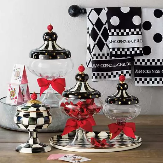 MacKenzie-Childs: Asciugapiatti Eleganti in Stile Puntinato Bianco e Nero, Confezione da 3 - Offerta Imperdibile!