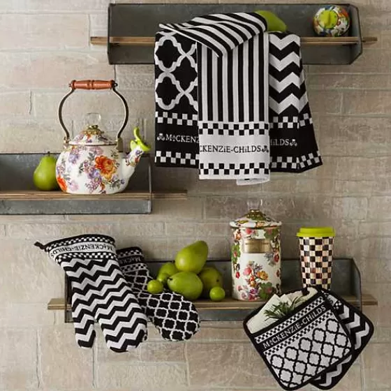 Set di 3 strofinacci decorativi in stile zig-zag - Contrasto elegante bianco/nero - Collezione MacKenzie-Childs