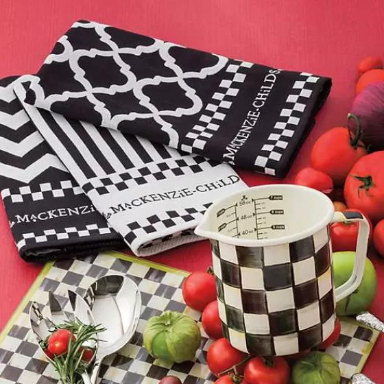 Set di 3 strofinacci decorativi in stile zig-zag - Contrasto elegante bianco/nero - Collezione MacKenzie-Childs