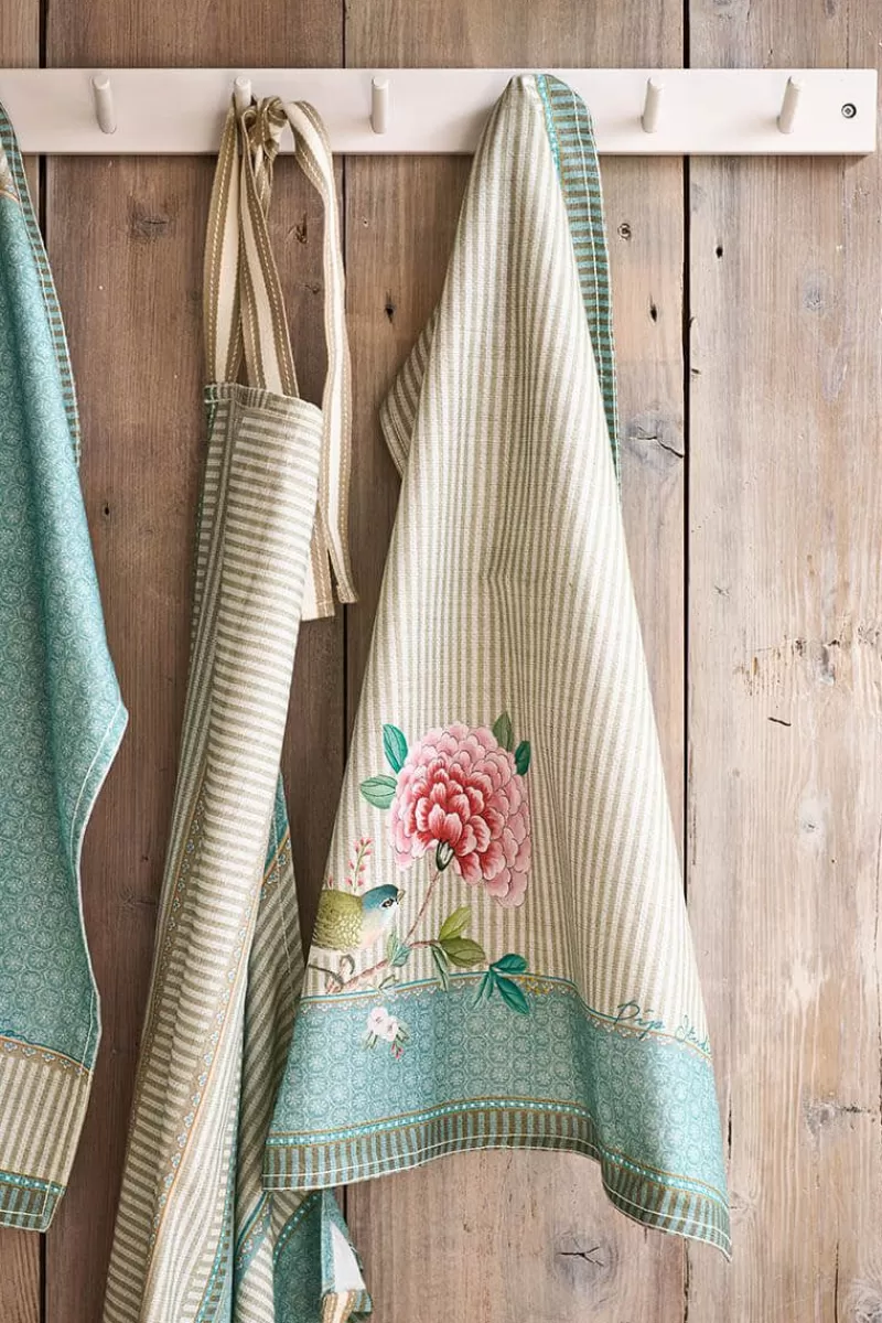 Pip Studio - Asciugapiatti Elegante con Ricamo Volo dei Colibrì, Tonalità Sabbia Naturale per la Cucina