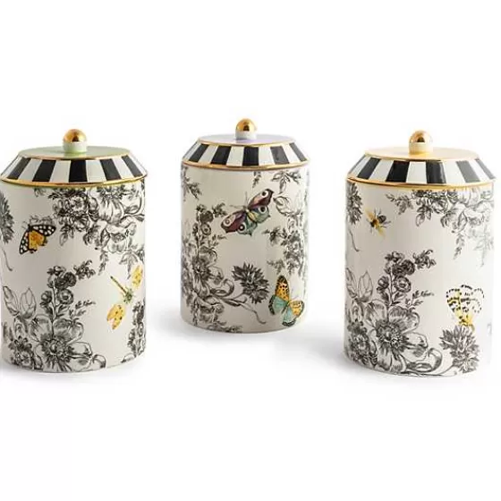 MacKenzie-Childs: Set Esclusivo da 3 Barattoli Decorati con Motivo Farfalle - Edizione Limitata in Promozione