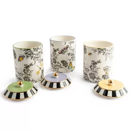 MacKenzie-Childs: Set Esclusivo da 3 Barattoli Decorati con Motivo Farfalle - Edizione Limitata in Promozione