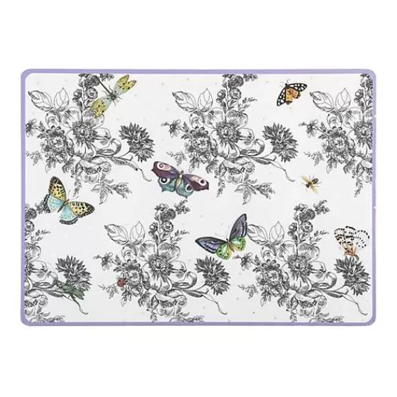 MacKenzie-Childs | Set di 4 Sottopiatti con Design Farfalle e Toile, Fodera in Sughero - Promozione Limitata