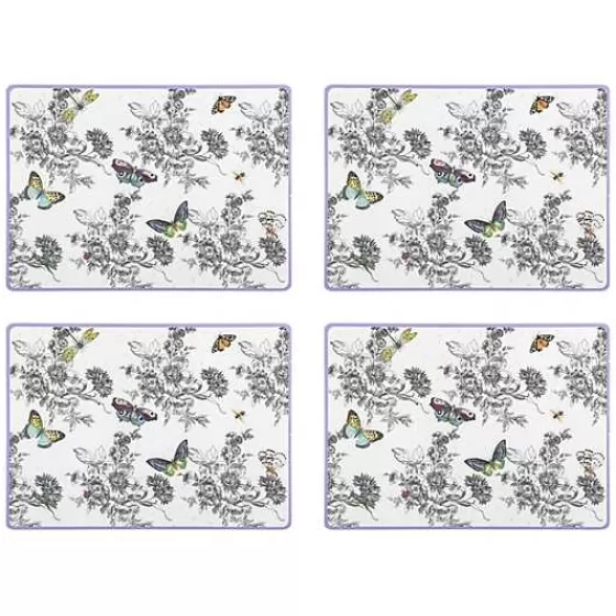 MacKenzie-Childs | Set di 4 Sottopiatti con Design Farfalle e Toile, Fodera in Sughero - Promozione Limitata