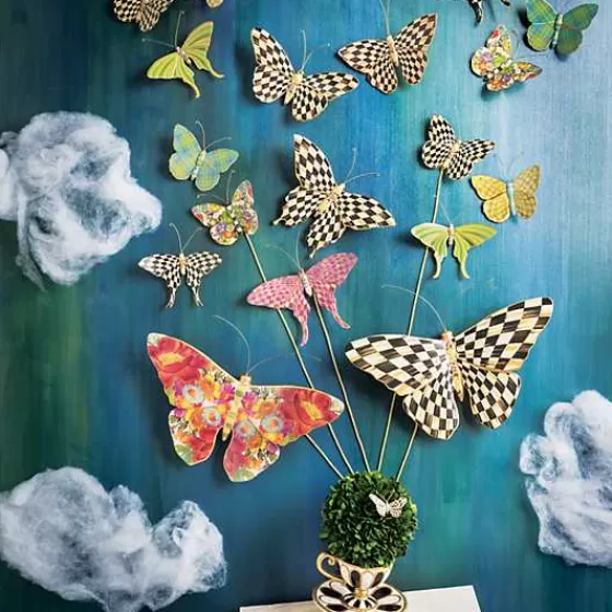 Decorazione Murale con Tre Farfalle Artistiche - Stile Chic MacKenzie-Childs per la Casa