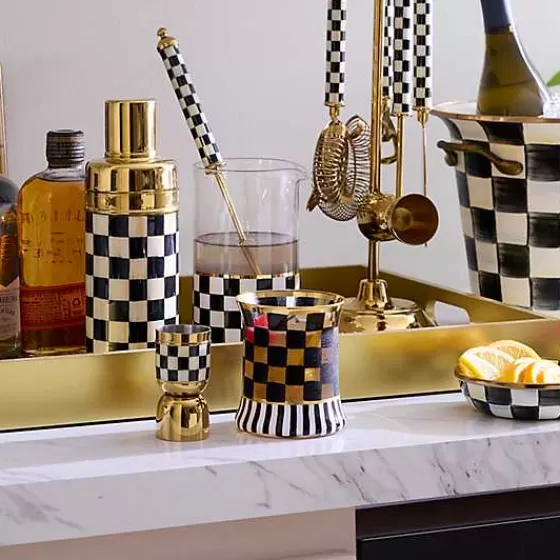 MacKenzie-Childs - Biccheri Tumbler Stile Carnevale, Coppia Nero Elegante con Finiture Vintage, Ideali per Cocktail e Bevande Calde