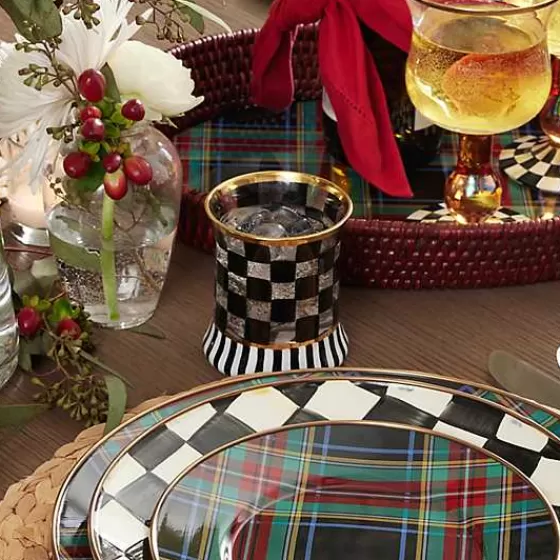 MacKenzie-Childs - Biccheri Tumbler Stile Carnevale, Coppia Nero Elegante con Finiture Vintage, Ideali per Cocktail e Bevande Calde