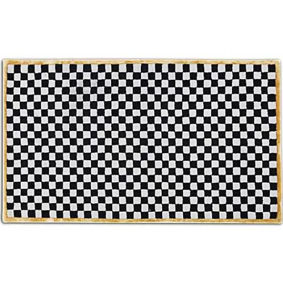 Tappeto Elegante MacKenzie-Childs 90x150 cm - Design Oro con Bordi Decorati - Arredo Casa di Lusso