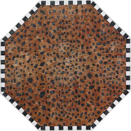 Tappeto lavabile ottagonale con motivo zampa di ghepardo - 180 cm per interni, collezione premium MacKenzie-Childs. Tessuto resistente e facile da pulire, design geometrico moderno per arredamento elegante.