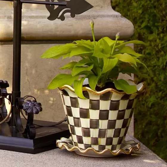 Vaso Artigianale da Esterno MacKenzie-Childs | Modello Courtly 8 in Ceramica Smaltata - Offerta Lampo per Giardinaggio Elegante