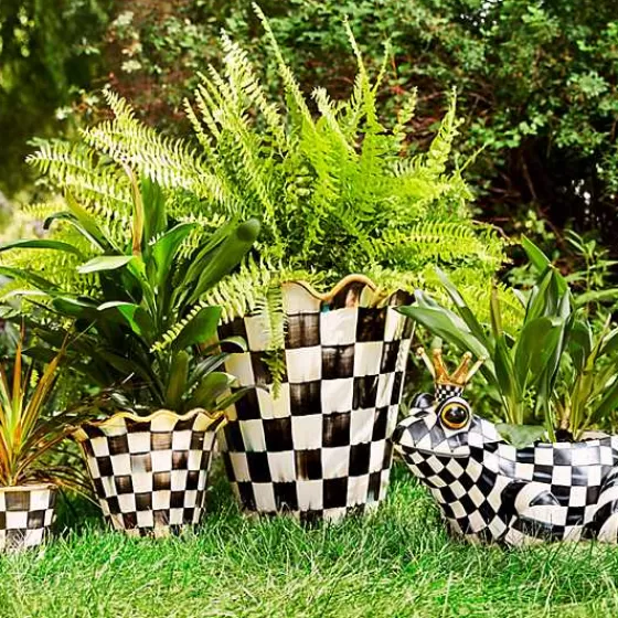 Vaso Artigianale da Esterno MacKenzie-Childs | Modello Courtly 8 in Ceramica Smaltata - Offerta Lampo per Giardinaggio Elegante