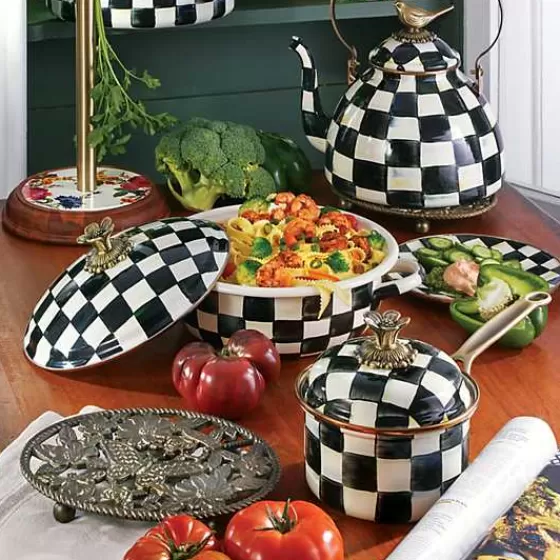 MacKenzie-Childs Casseruola Regale 1 Quarto - Motivo Scacchi Elegante con Dettagli Artigianali