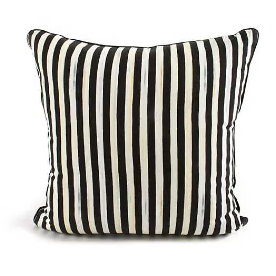 Cuscino decorativo MacKenzie-Childs - Motivo geometrico contrastato in nero e bordeaux con frangia laterale