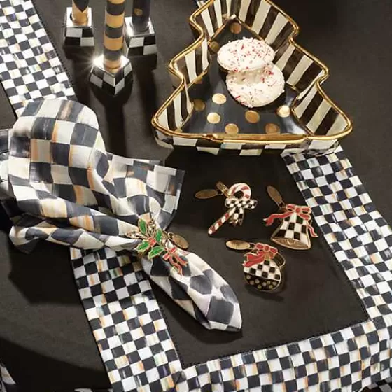 MacKenzie-Childs | Tovaglietta Elegante Nera con Motivo Scacchi Regali - Novità Collezione