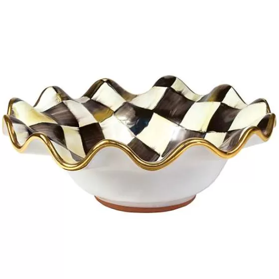 Ciotola Elegante per la Prima Colazione in Ceramica Scanalata - Quadri Corteo Reale Design Esclusivo MacKenzie-Childs Outlet Originale