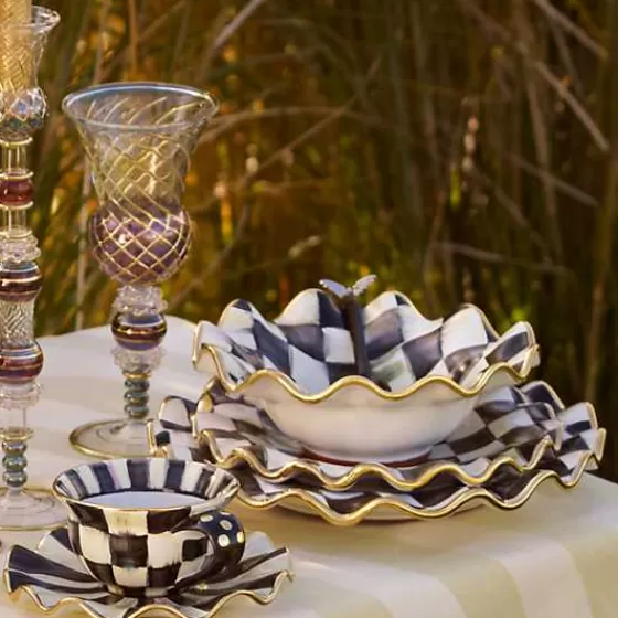 Ciotola Elegante per la Prima Colazione in Ceramica Scanalata - Quadri Corteo Reale Design Esclusivo MacKenzie-Childs Outlet Originale