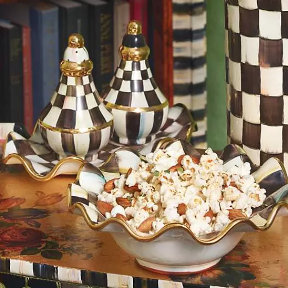 Ciotola Elegante per la Prima Colazione in Ceramica Scanalata - Quadri Corteo Reale Design Esclusivo MacKenzie-Childs Outlet Originale