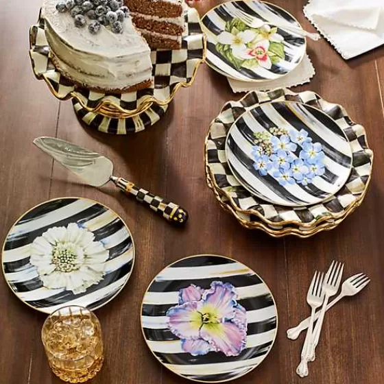MacKenzie-Childs - Piatto da Dessert in Ceramica Scanalato con Design Courtly Check - Offerta Limitata

（，