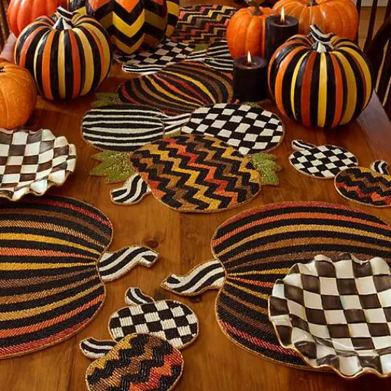 MacKenzie-Childs - Piatto da Dessert in Ceramica Scanalato con Design Courtly Check - Offerta Limitata

（，