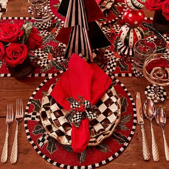MacKenzie-Childs - Piatto da Dessert in Ceramica Scanalato con Design Courtly Check - Offerta Limitata

（，