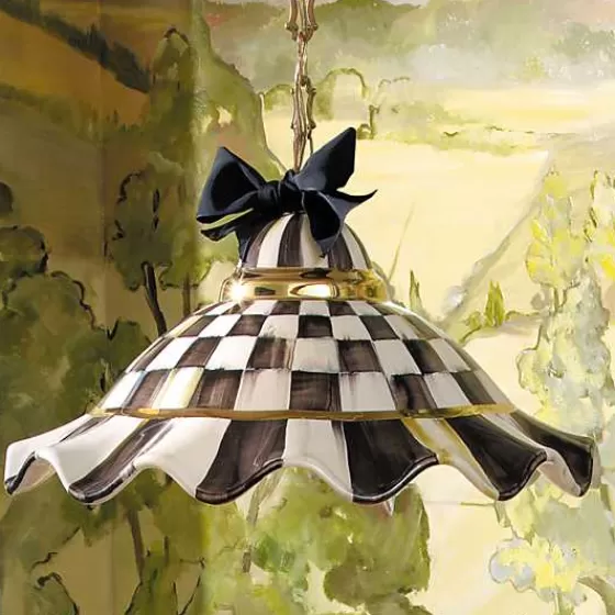 Lampadario Sospeso in Ceramica Rigata con Decorazione Cortigiana - MacKenzie-Childs a Prezzo Accessibile