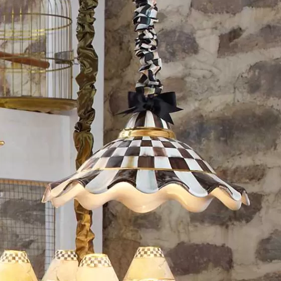 Lampadario Sospeso in Ceramica Rigata con Decorazione Cortigiana - MacKenzie-Childs a Prezzo Accessibile