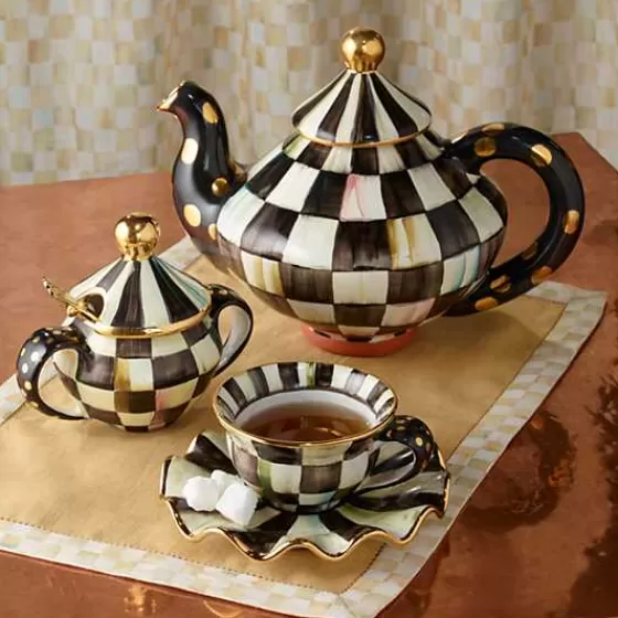 Teiera Artigianale MacKenzie-Childs in Ceramica - Motivo Courtly Check Elegante, Consegna Rapida Online