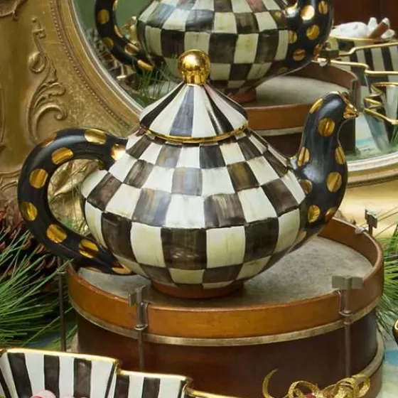 Teiera Artigianale MacKenzie-Childs in Ceramica - Motivo Courtly Check Elegante, Consegna Rapida Online