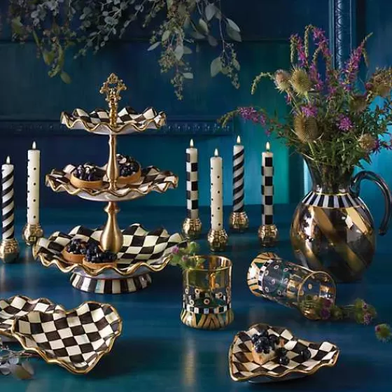 Portadolci Elegante in Ceramica a Tre Livelli - Design Stile Cortese con Quadri Decò - MacKenzie-Childs Prezzi Competitivi