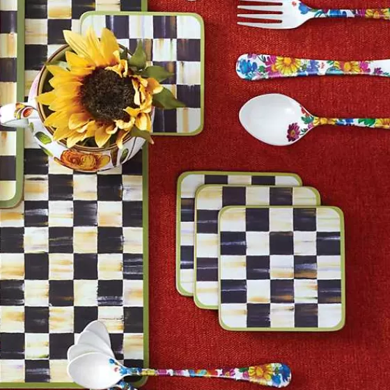Elegante Set di Sottobicchieri in Sughero - 4 Pezzi con Motivo Scacchi Regali | Creazione Esclusiva MacKenzie-Childs