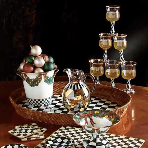 Elegante Set di Sottobicchieri in Sughero - 4 Pezzi con Motivo Scacchi Regali | Creazione Esclusiva MacKenzie-Childs